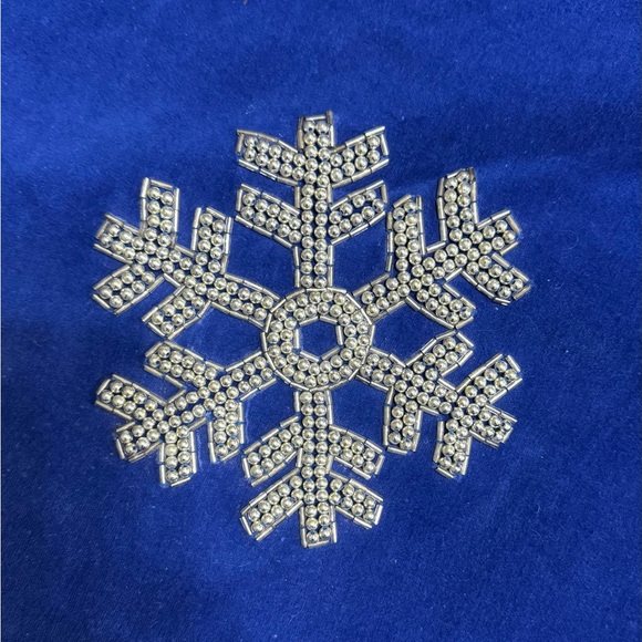 Blue Tree Skirt with Snowflake Design - Picture 2 of 3